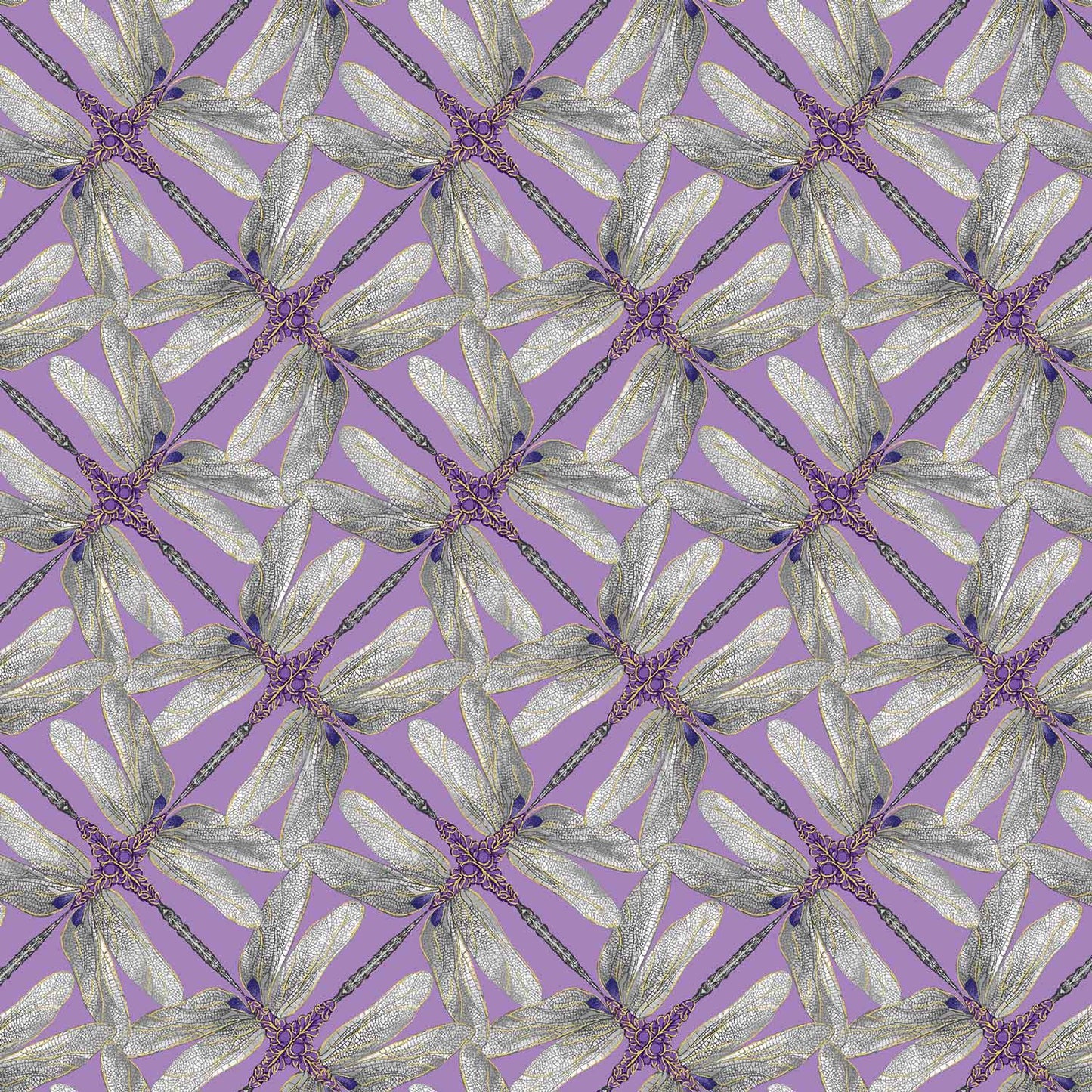 Dance Of The Dragonfly: Pinwheel Geo (Lavender/Grey) - Three Wishes Patchwork Fabric