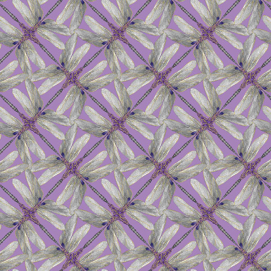 Dance Of The Dragonfly: Pinwheel Geo (Lavender/Grey) - Three Wishes Patchwork Fabric