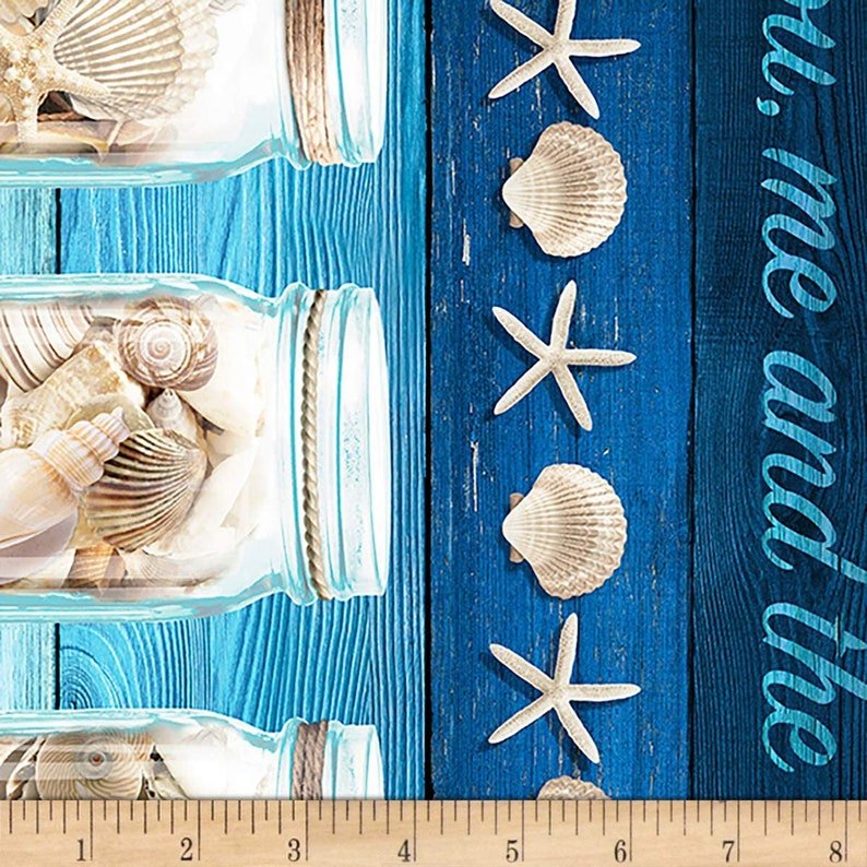 The Beach Is My Happy Place Stripe Border by Timeless Treasures