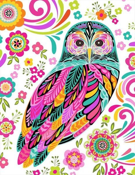 Feathers & Foliage Large Owls White/Pink  by Wilmington