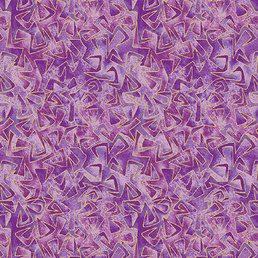 Cat-i-tude: Triangular Motion (Purple/Pink) by Benartex