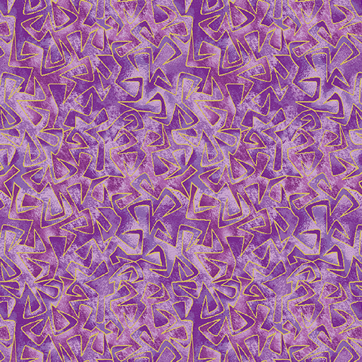 Cat-I-Tude Triangular Motion Purple/Pink by Ann Lauer for Benartex