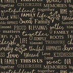 Quilter Barn Prints: Family Words (Black)