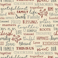 Quilter Barn Prints: Family Words (Beige)