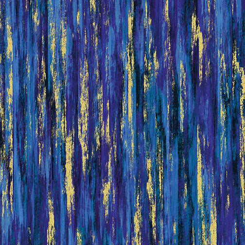 Butterfly Jewel Stripe Blue/Black/Gold by The Kanvas Studio  for Benartex