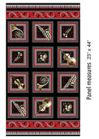 Musical Moments boxes panel black fabric trumpet piano saxophone cello violin for music teacher gifts musician quilts