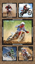 Dirt Bikes: Collage Panel - Three Wishes Patchwork Fabric