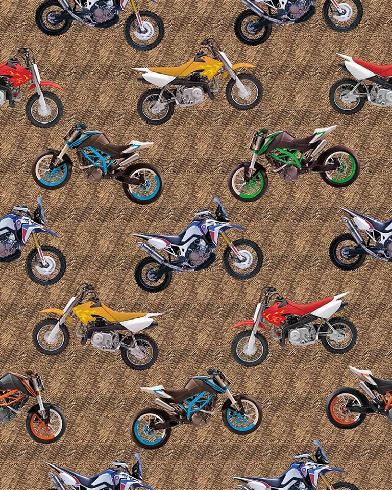 Dirt Bikes: Tossed - Three Wishes Patchwork Fabric