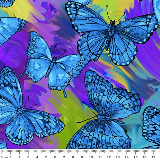 Rainforest: Butterfly Magic Blue by Benartex - Three Wishes Patchwork Fabric