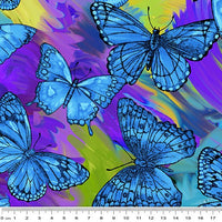 Rainforest: Butterfly Magic Blue by Benartex