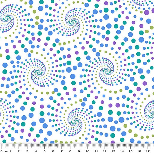 Horsen Around: Dotted Spirals (White) - Three Wishes Patchwork Fabric