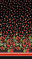 Strawberry Fields Forever: Strawberry Fields Single Border Black by Benartex