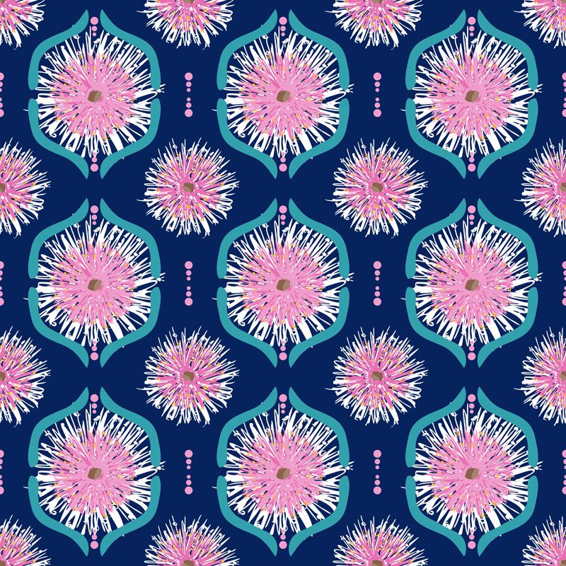 Sweet Botanicals:  Navy by Annette Winter - Three Wishes Patchwork Fabric