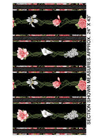 Magnificent Blooms Stripe Black/Multi - Benartex - Three Wishes Patchwork Fabric