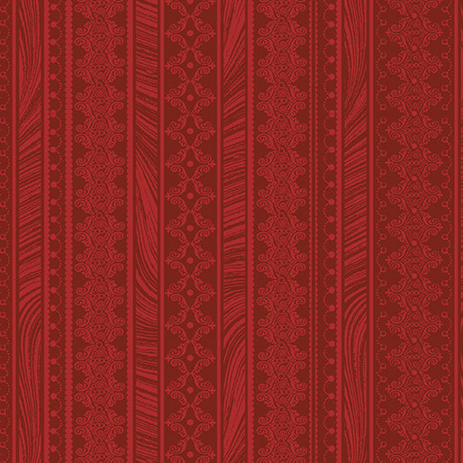 Magnificent Blooms Nouveau Stripe Red - Benartex - Three Wishes Patchwork Fabric