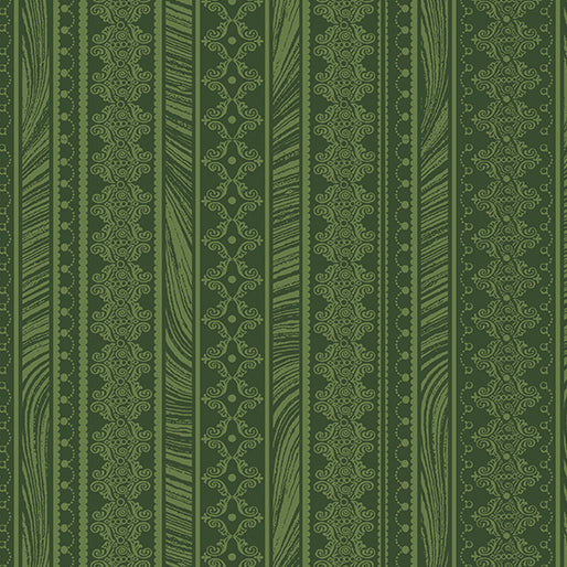 Magnificent Blooms Nouveau Stripe Green - Benartex - Three Wishes Patchwork Fabric