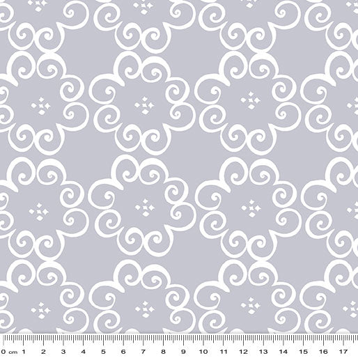 Social Butterfly: Flower Scroll Gray by Benartex - Three Wishes Patchwork Fabric