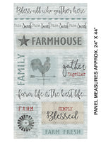 Farm Sweet Farm: Farmhouse Panel Grey/Multi by Benartex