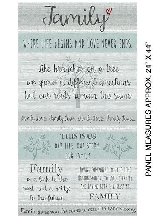 Farm Sweet Farm: Family Panel (Grey/Multi) - Three Wishes Patchwork Fabric