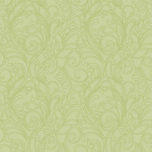 Accent on Magnolias: 75 cms x 110 cms Scrolls & Blenders:  Light Lime by Jackie Robinson for Benartex