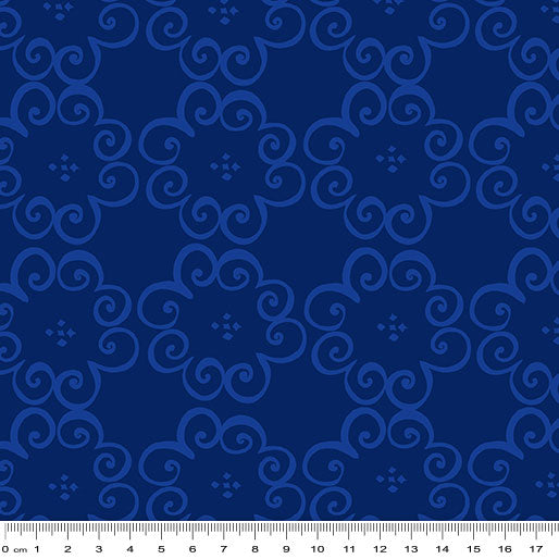 Social Butterfly: Flower Scroll Navy by Benartex - Three Wishes Patchwork Fabric