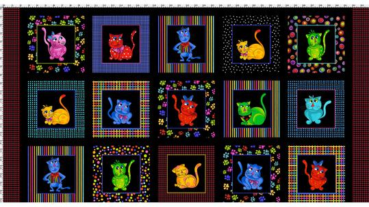 Loralie Designs: Cool Cats Panel - Three Wishes Patchwork Fabric