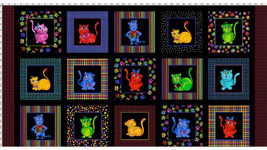 Loralie Designs: Cool Cats Panel - Three Wishes Patchwork Fabric