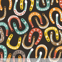 Luckie  Horseshoes Brown by Blend Fabrics