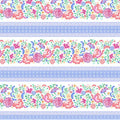 Embroidered Elegance: Stripe (Blue) - Three Wishes Patchwork Fabric
