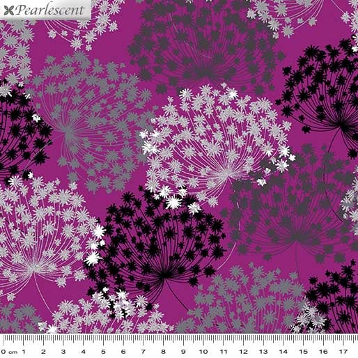 Midnight Pearl: Midnight Wild Flower Berry/Pink by Benartex - Three Wishes Patchwork Fabric