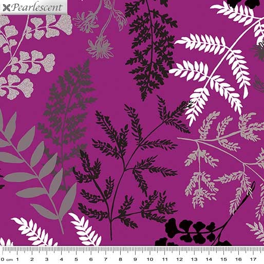 Midnight Pearl: Midnight Fern Berry/Pink by Benartex - Three Wishes Patchwork Fabric