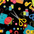 Sew Excited--Sewing Notions - Black by Benartex - Three Wishes Patchwork Fabric