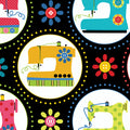 Sew Excited--Sewing Machine Fun--Black by Benartex - Three Wishes Patchwork Fabric