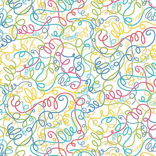 Sew Excited--Fun Threads-- White  by Benartex - Three Wishes Patchwork Fabric