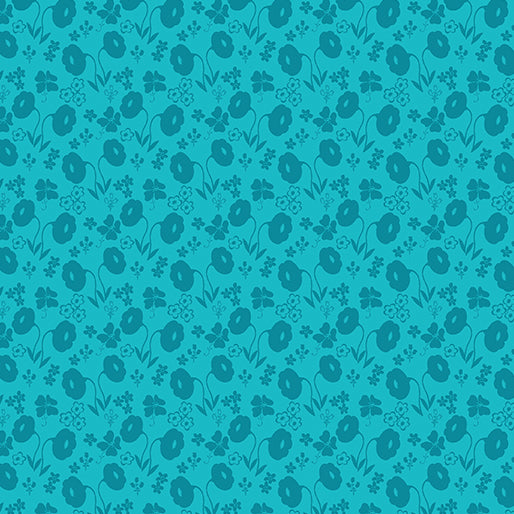 Sew Excited--Floral Fun--Turquoise by Benartex - Three Wishes Patchwork Fabric