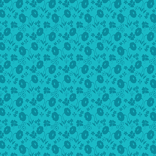 Sew Excited--Floral Fun--Turquoise by Benartex