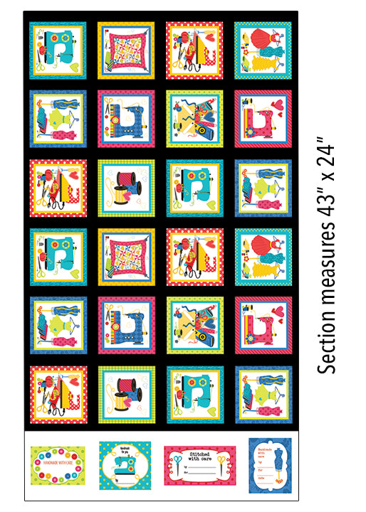 Sew Excited Panel by Benartex - Three Wishes Patchwork Fabric