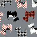 [Out of Stock] Dotty For Scottie (Westie): Sweet Scotties (Grey) - Three Wishes Patchwork Fabric