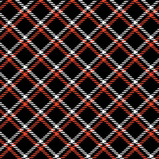 [Out of Stock] Dotty For Scottie (Westie): Plaid (Black) - Three Wishes Patchwork Fabric