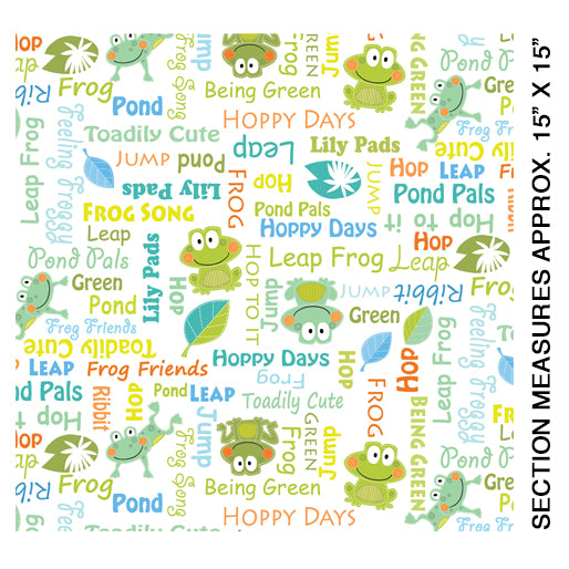 Toadily Cute: Words - White by Kanvas Studio for Benartex - Three Wishes Patchwork Fabric