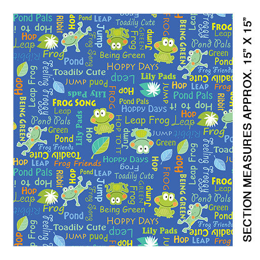 Toadily Cute: Words - Blue by Kanvas Studio for Benartex - Three Wishes Patchwork Fabric