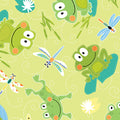 Toadily Cute: Cute Hop Along Frogs - Lime by Kanvas Studio for Benartex - Three Wishes Patchwork Fabric