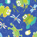 Toadily Cute: Cute Hop Along Frogs - Blue by Kanvas Studio for Benartex - Three Wishes Patchwork Fabric
