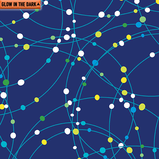 All Systems Glow Galaxy Dots Navy Blue - Kanvas Studio Benartex - Three Wishes Patchwork Fabric