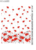 Poppy Promenade: Pearl Poppy Single Border - White  by Benartex