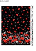 Poppy Promenade: Pearl Poppy Single Border - Black  by Benartex - Three Wishes Patchwork Fabric