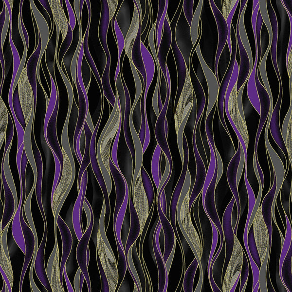 Dance Of The Dragonfly: Dancing Waves Purple/Black by Benartex