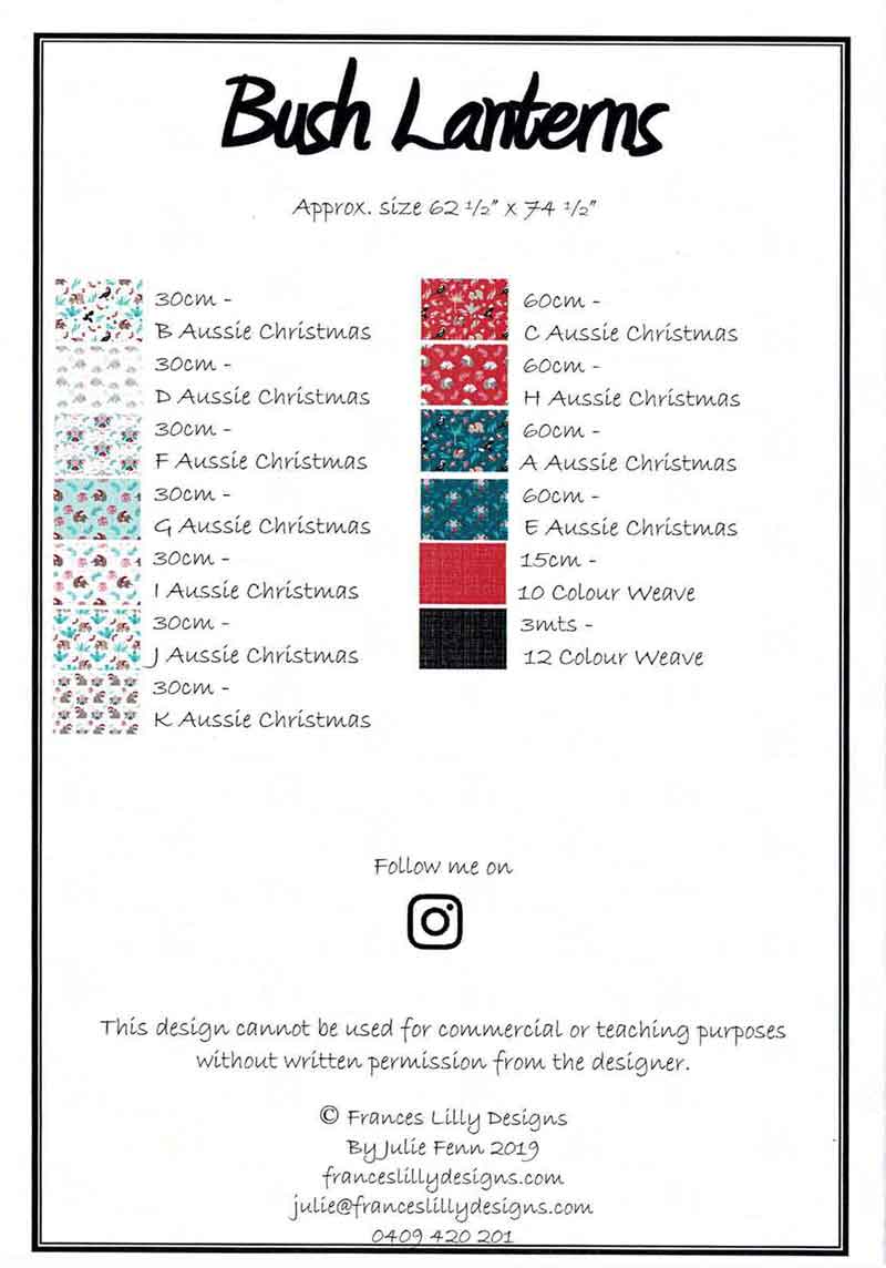 Aussie Christmas: Bush Lanterns (Dark) (Quilt Pattern ONLY)