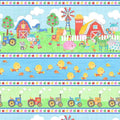 Oink Moo Cock-A-Doodle Doo Farm Animal Stripe by Blank Fabrics