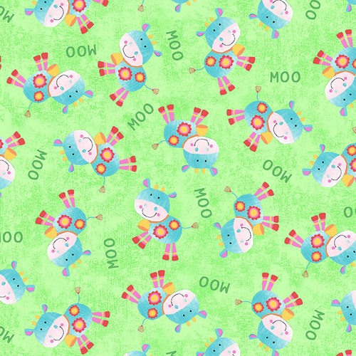 Oink Moo Cock-A-Doodle Doo Farm Cows by Blank Fabrics